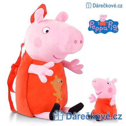 Plyšový batoh Prasátko Peppa - Pepina (Peppa Pig) – červený, typ 2