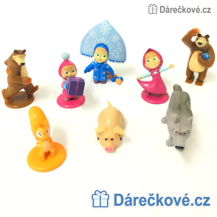 8 figurek z pohádky Máša a medvěd