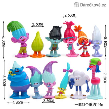 Figurky Trollové Trolls 12 ks | Pohádkové postavičky Trolls pro děti
