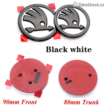 Znak Škoda 80 mm / 90 mm | Emblém Škoda Auto 6 barev 2 ks