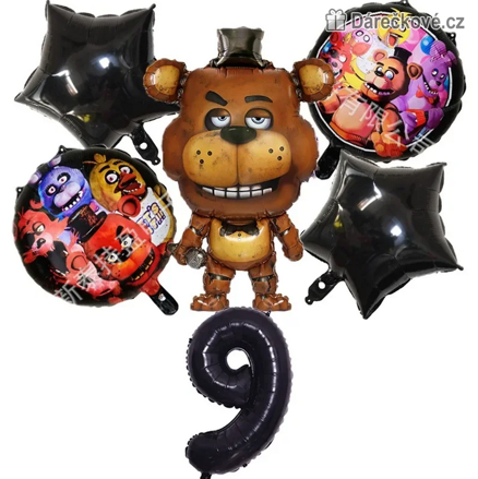 Five Nights at Freddy's foliové balónky 6 ks | Narozeninová výzdoba FNAF