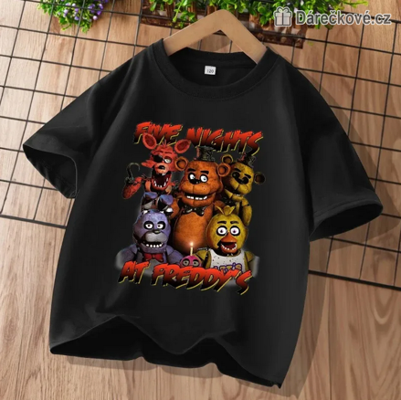 Tričko Five Nights at Freddy's černé | FNAF herní tričko - typ 2
