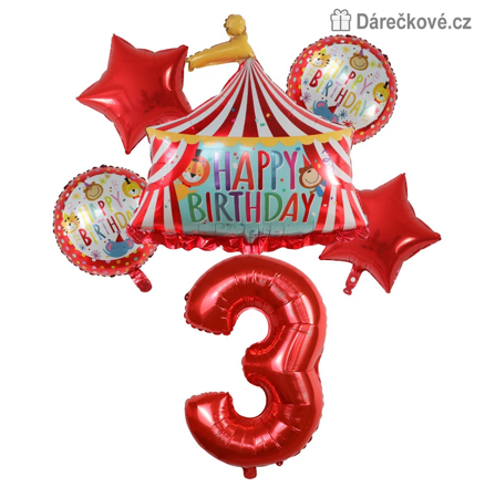 Cirkus narozeninová balónková sada 6 ks | Balónky s číslem 0–9