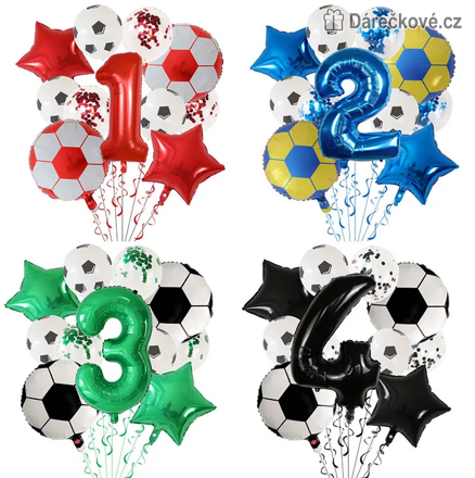 Fotbalový narozeninový set balonků 11ks, 4 barvy