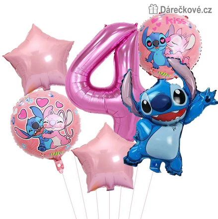 Lilo & Stitch narozeninová balónková sada 6 ks | Balónky s číslem, typ 2