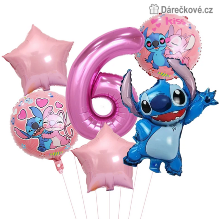 Lilo & Stitch narozeninová balónková sada 6 ks | Balónky s číslem, typ 2