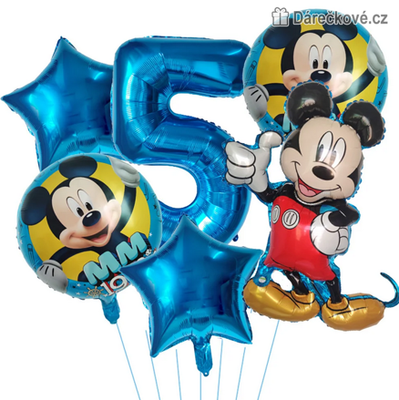 Mickey Mouse narozeninová balónková sada 6 ks | Balónky s číslem 1–9