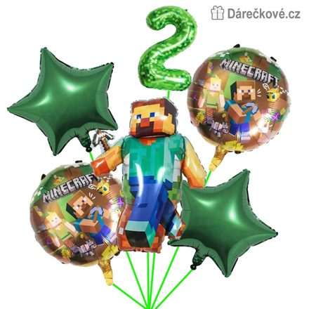 Narozeninový set balónků Minecraft 6 ks | Narozeninová výzdoba Minecraft