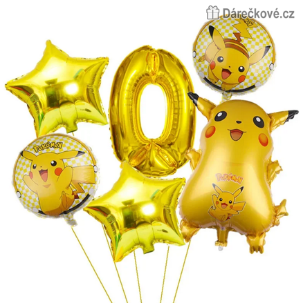 Pokémon narozeninový set balónků 6 ks | Výzdoba na oslavu, typ 1