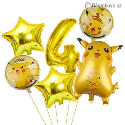 Pokémon narozeninový set balónků 6 ks | Výzdoba na oslavu, typ 1