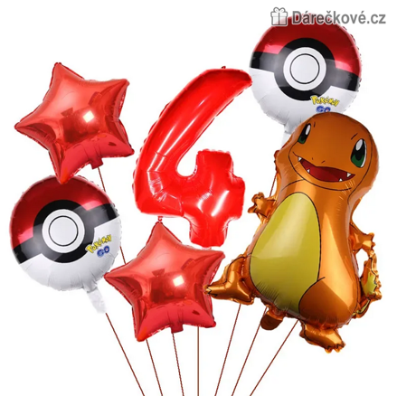 Pokémon narozeninový set balónků 6 ks | Výzdoba na oslavu, typ 3