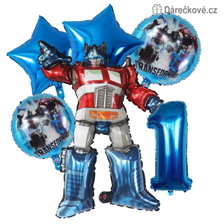 Transformers narozeninová balónková sada 6 ks | Balónky s číslem, typ 1