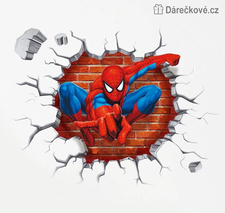 Samolepka na zeď Spiderman Díra ve zdi 50x45 cm | dekorace do dětského pokoje