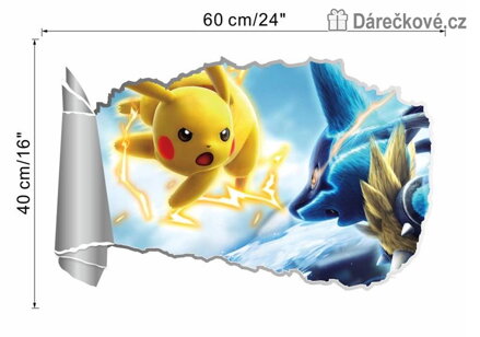 Samolepka na zeď Pokémon Typ 2 | Pikachu 60x40cm