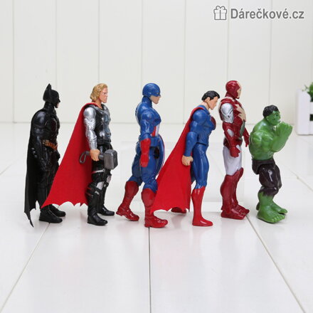 Figurky Avengers, 6 ks, Iron man, Superman, Kapitán A., Hulk, Batman, Thor