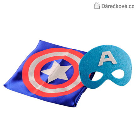 Dětský kostým Kapitán Amerika, plášť s maskou (karnevalový kostým)