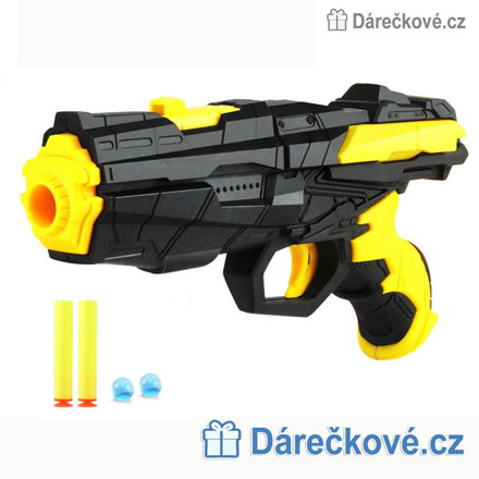 Nerf pistole na vodní náboje nebo měkké šipky 18 cm oranžová | Dětská pistole typu Nerf