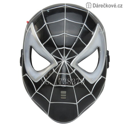 Svítící LED maska Spiderman, černá / červená