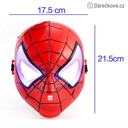 Svítící LED maska Spiderman, černá / červená