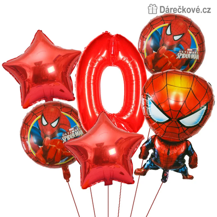 Spiderman narozeninová balónková sada 6 ks | Balónky s číslem 0–9 červené