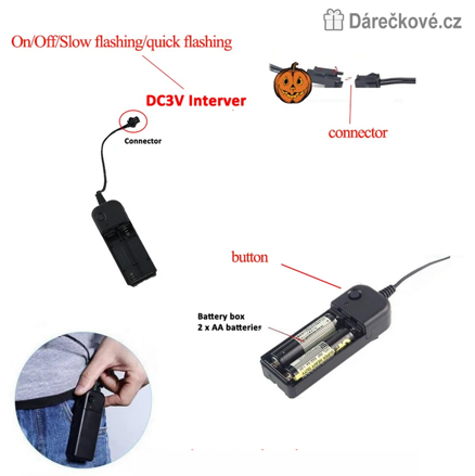 Strašidelná karnevalová maska (Halloween) s LED osvětlením, 8 typů