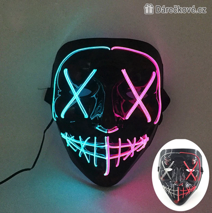 Strašidelná karnevalová maska (Halloween) s LED osvětlením, 8 typů