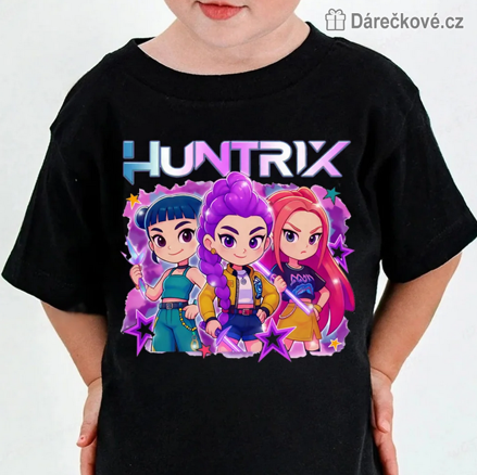 Černé tričko K-pop Lovkyně démonů Demon Hunters | Stylové anime tričko