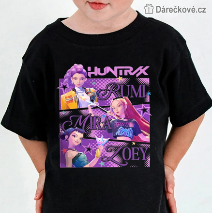 Černé tričko K-pop Lovkyně démonů Demon Hunters | Stylové anime tričko