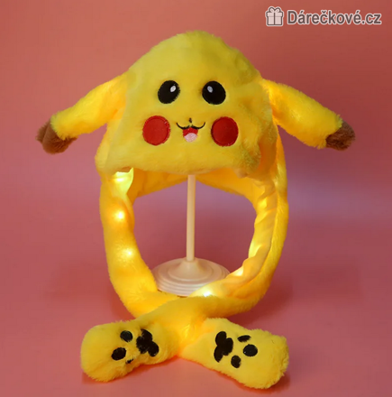 Legrační čepice Pokémon Pikachu | Dětská bavlněná čepice s LED