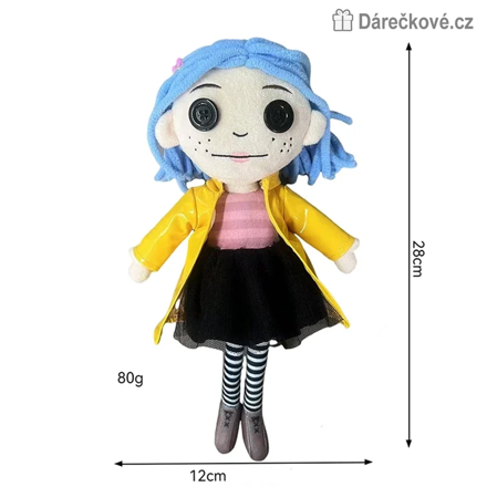 Koralína plyšová hračka 28 cm | Coraline plyšák z filmu Koralína a svět za tajnými dveřmi
