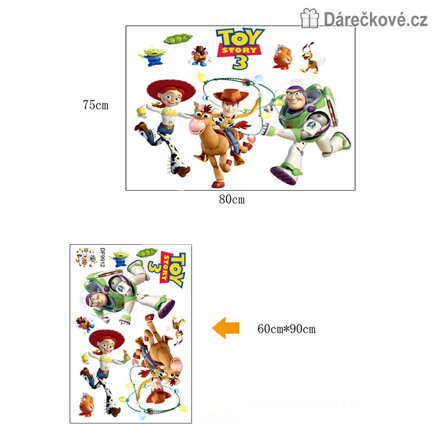 Samolepka na zeď Toy Story 3 90x60 cm | Bytová dekorace Woody a Buzz Rakeťák