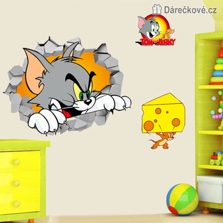 Samolepka na zeď Tom a Jerry 65x50 cm | Dekorace do dětského pokoje