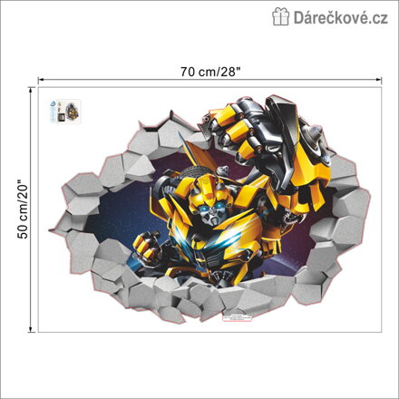 Samolepka na zeď Transformers Bumblebee 70x50 cm | Dekorace do dětského pokoje