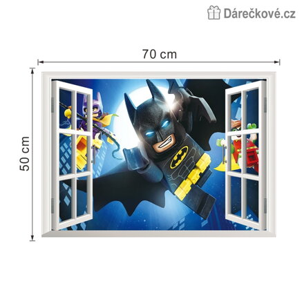Batman v otevřeném okně, samolepka na zeď, vel.70x50cm