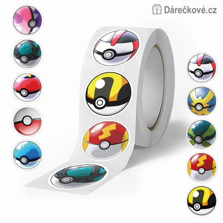500 ks samolepek Pokéball Pokémon | Samolepky v roli