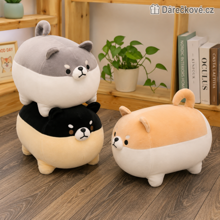 Plyšový polštář pejsek Shiba Inu Corgi 35 cm | Hebký polštářek