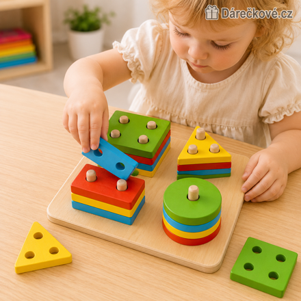 Dřevěná Montessori skládačka | Edukační puzzle na tvary pro děti
