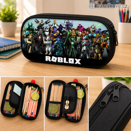 Školní penál Roblox na 2 zipy 20 cm | Dvoupatrový penál Roblox – typ 1