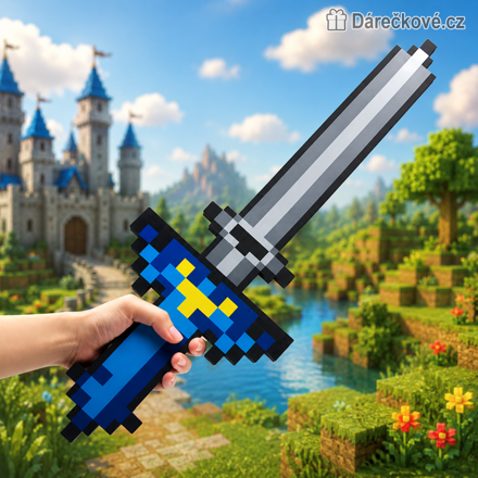 Meč Minecraft modro šedý 60 cm | Dětský meč Minecraft