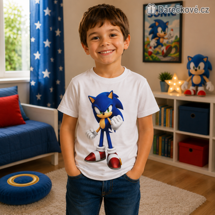 Dětské tričko Ježek Sonic bílé | Tričko Sonic the Hedgehog pro děti, typ1