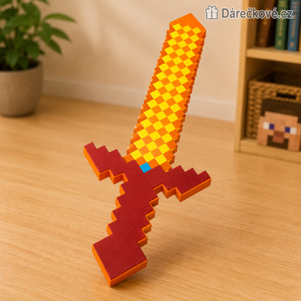 Meč Minecraft červeno oranžový 80 cm | Dětský meč Minecraft