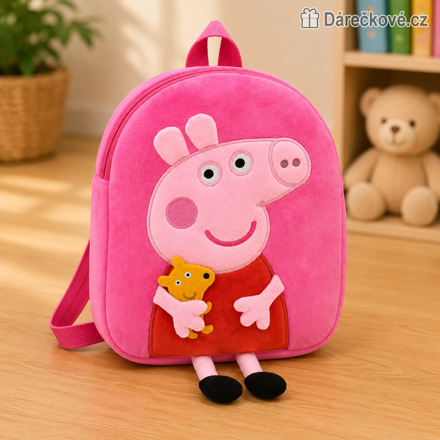 Plyšový batoh Prasátko Peppa Pig | Dětský batůžek Peppa růžový 