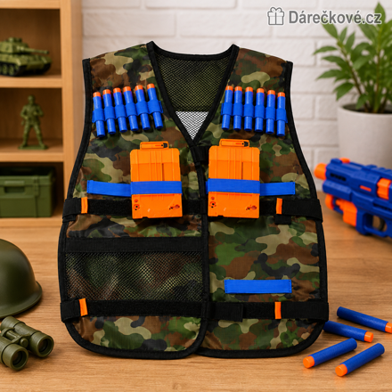 Vesta typu Nerf pro každého střelce | Akční vesta pro děti  - maskáčová