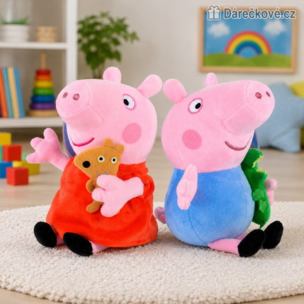 Plyšové prasátko Pepina a Tomík, vel. 19cm (Peppa Pig)