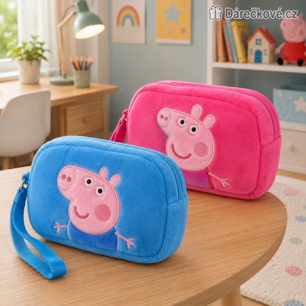 Plyšová obdélníková peněženka na zip Prasátko Peppa - Pepina (Peppa Pig)