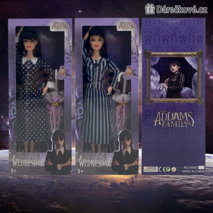 Panenka Wednesday 28 cm | Pohádková panenka Wednesday Addams
