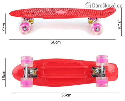 Skateboard - Penny Board, vel. 22", svítící kolečka