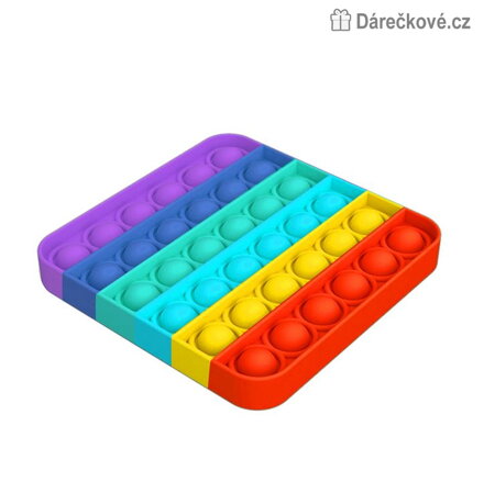 POP IT duha antistresová hra čtverec 12x12 cm | Mačkací smyslová hračka