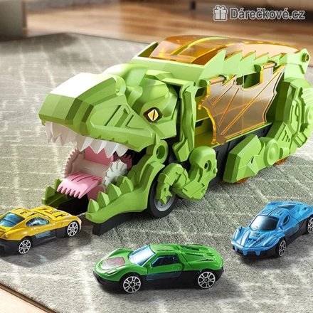 Dinosauří autodráha s 6 autíčky | T-Rex červený nebo zelený