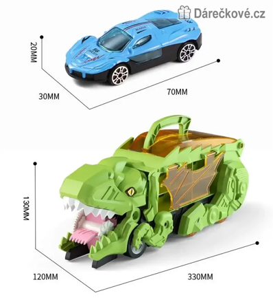 Dinosauří autodráha s 6 autíčky | T-Rex červený nebo zelený